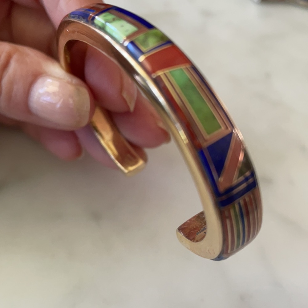 SOLD Vintage 14K Zuni Gold Multistone Walley Bracelet SoLD - Picture 6 of 16